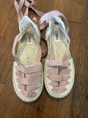 Mango Pink Lace-Up Espadrille Sandals